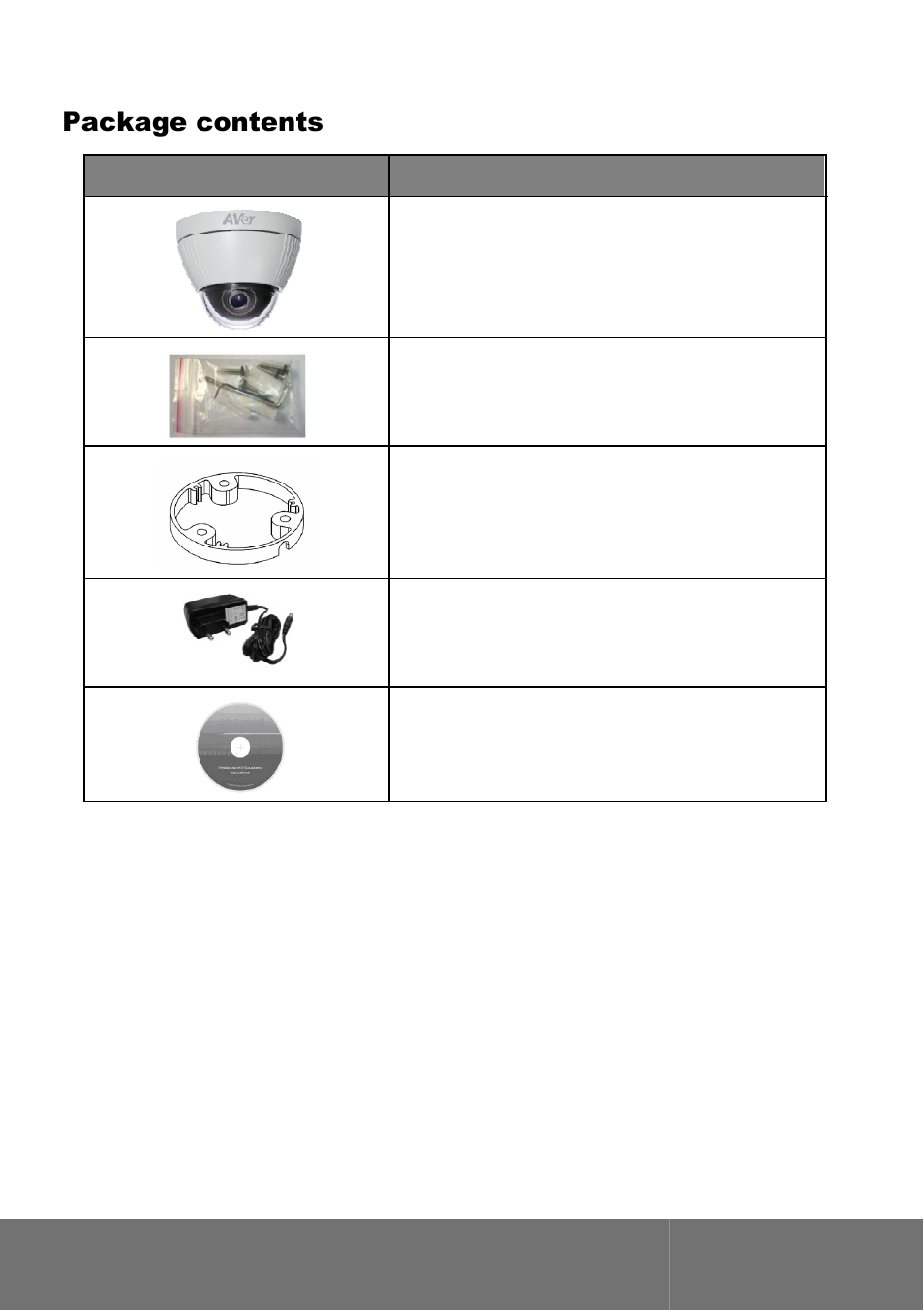 Package contents | AVer FV2006 user manual User Manual | Page 10 / 74
