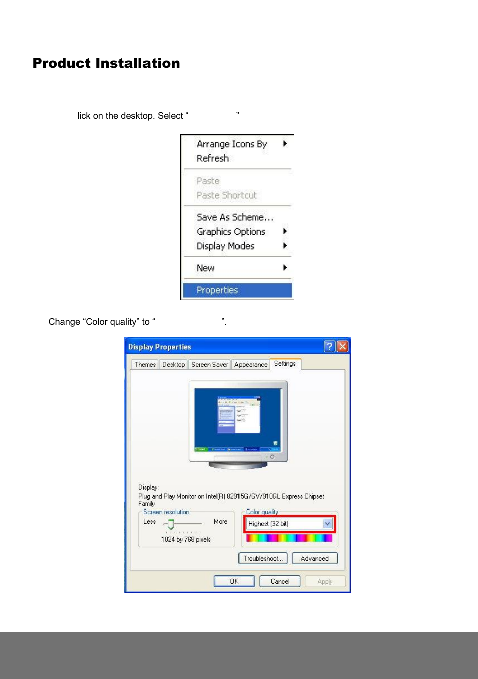 Product installation, Onitor, Etting | AVer FV2006-1 user manual User Manual | Page 12 / 78