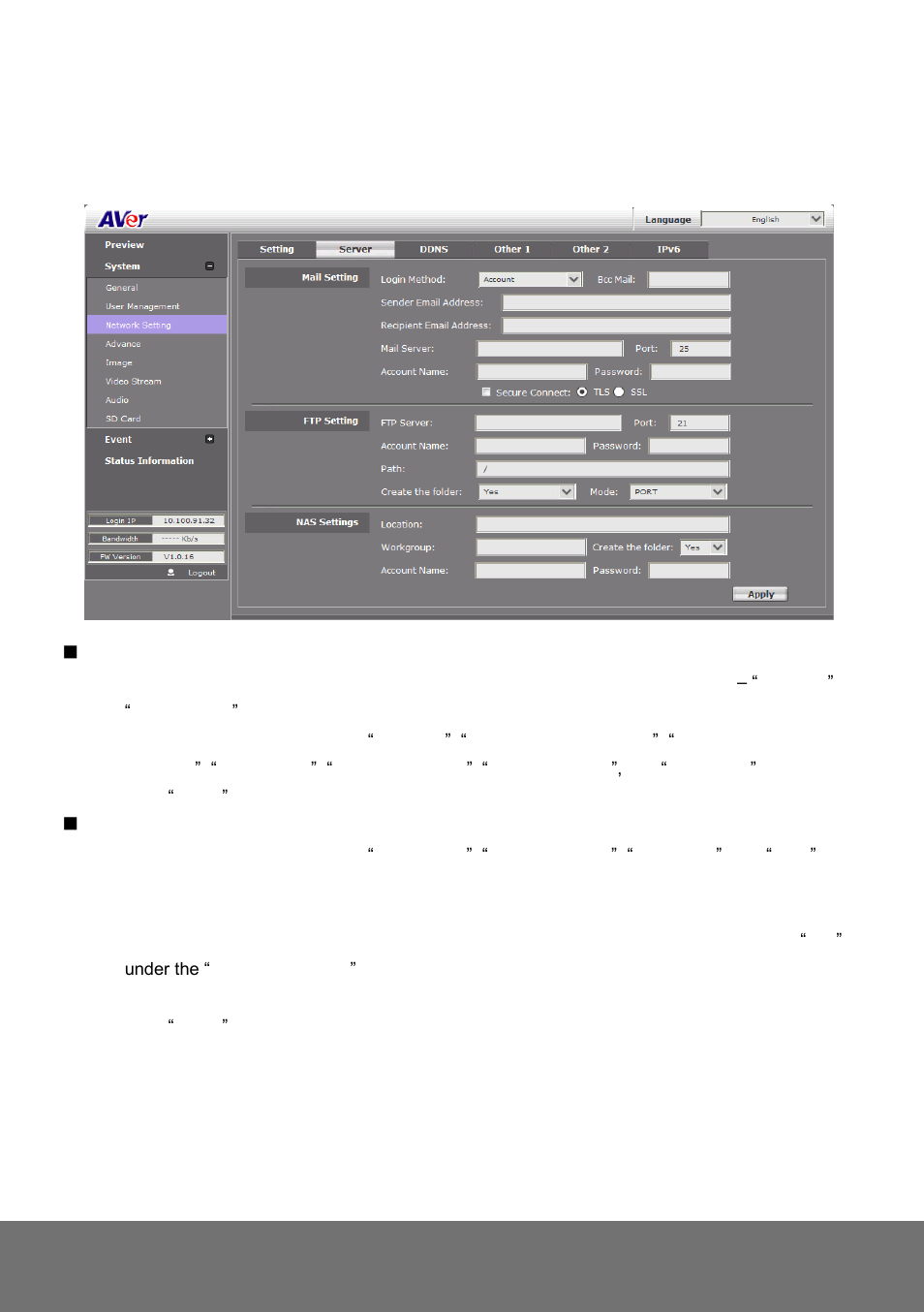 Ystem, Etwork, Etting | Ever | AVer FV2006-1 user manual User Manual | Page 35 / 78