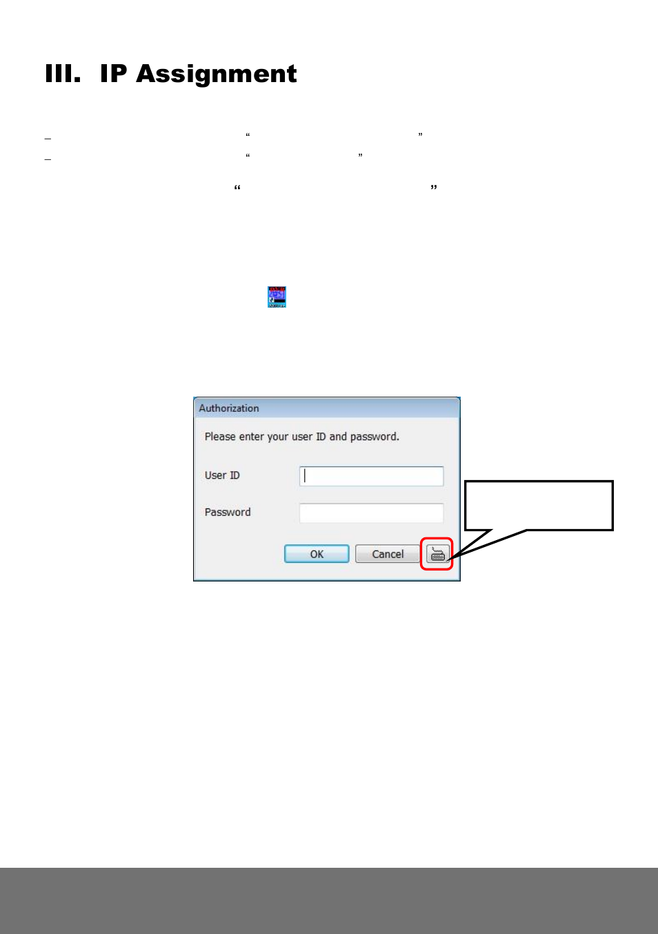 Ip assignment, Iii. ip assignment | AVer FV2006-1 quick guide User Manual | Page 10 / 20
