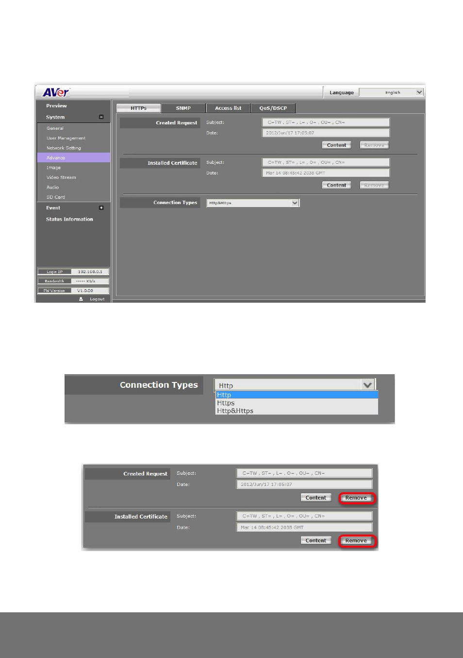 Ystem, Dvance, Https | AVer FD1020 user manual User Manual | Page 49 / 79