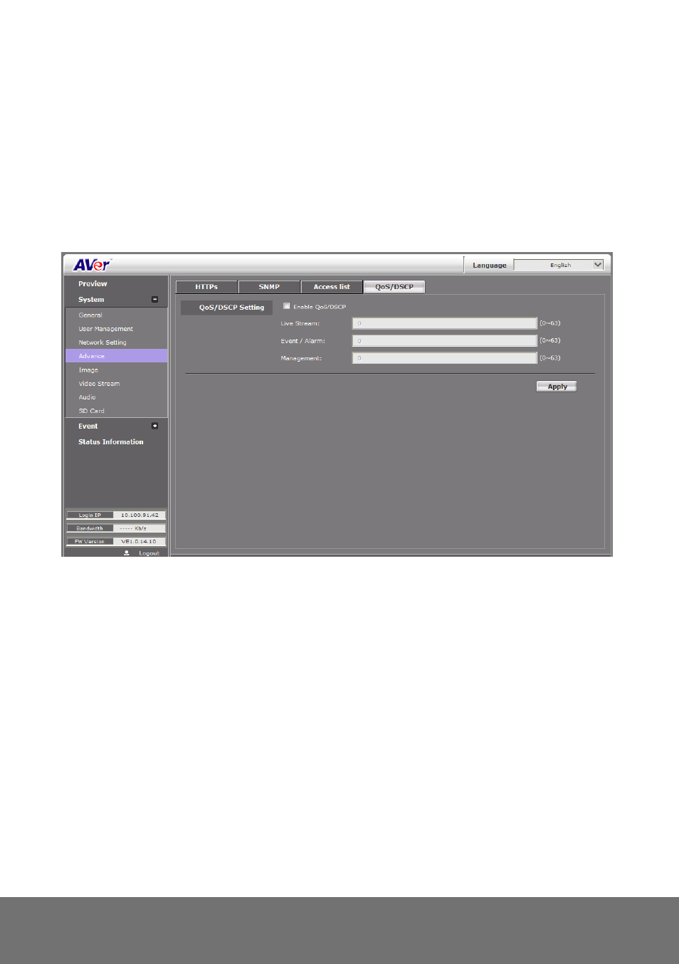 Ystem, Dvance, S/dscp | AVer FD1020 user manual User Manual | Page 54 / 79