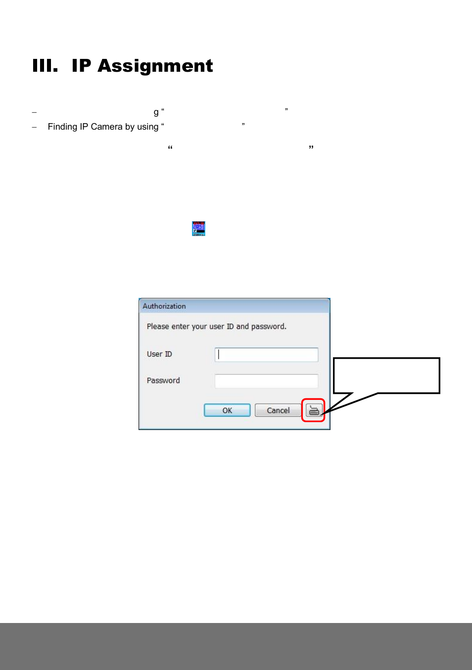 Ip assignment, Iii. ip assignment | AVer FD1020 quick guide User Manual | Page 14 / 24