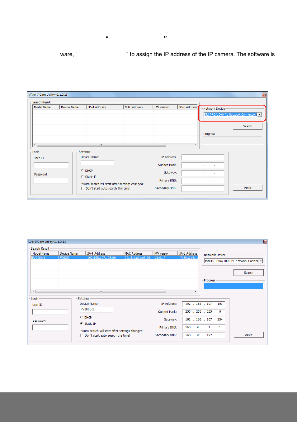Finding ip camera by using “aver ipcam utility | AVer FD1020 quick guide User Manual | Page 17 / 24