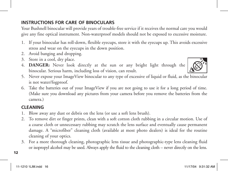 Bushnell 11-1210 User Manual | Page 16 / 108