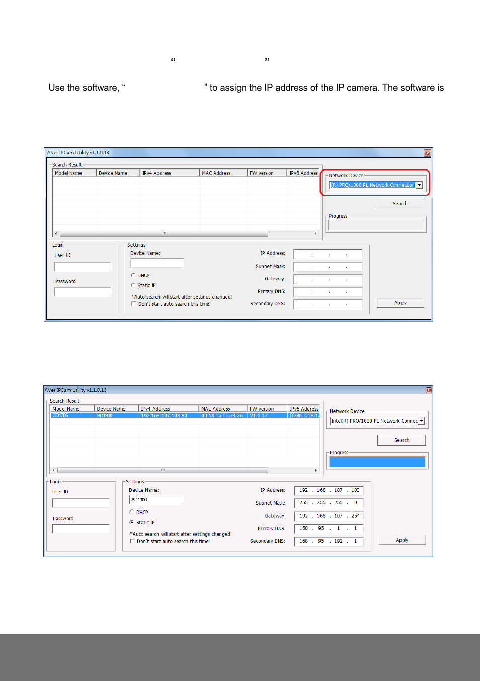 Finding ip camera by using “aver ipcam utility, Inding, Amera by using | Tility | AVer SD1306 user manual User Manual | Page 19 / 76