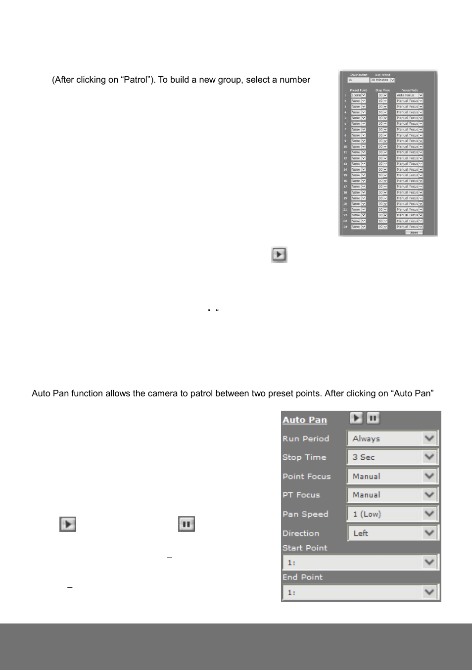Setting a patrol group, Setting auto pan, Otes | Roup name has to be less than, Digits, Etting, Dvanced setting | AVer SD1306 user manual User Manual | Page 28 / 76