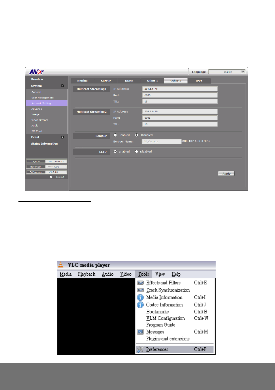 System > network setting > other 2, Ystem, Etwork | Etting, Ther | AVer SD1306 user manual User Manual | Page 41 / 76