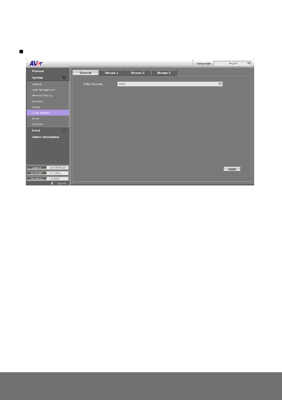 System > video stream > general, Ystem, Ideo | Tream, Eneral | AVer SD1306 user manual User Manual | Page 56 / 76