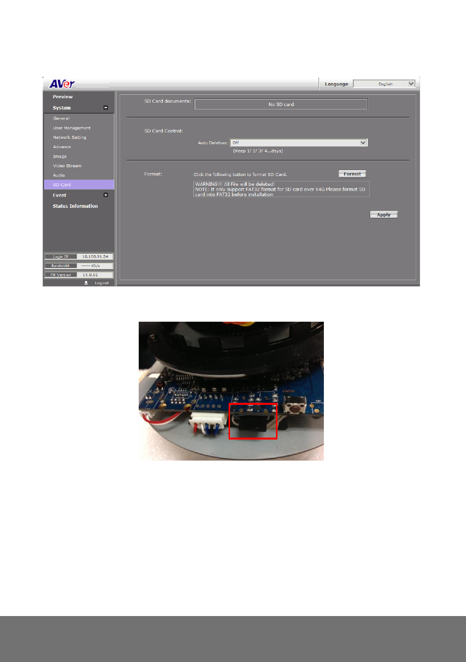 System > sd card, Ystem | AVer SD1306 user manual User Manual | Page 63 / 76