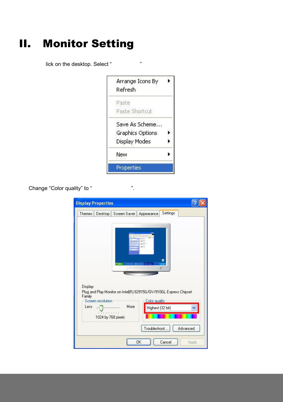 Ii. monitor setting, Monitor setting | AVer SD1306 quick guide User Manual | Page 10 / 21