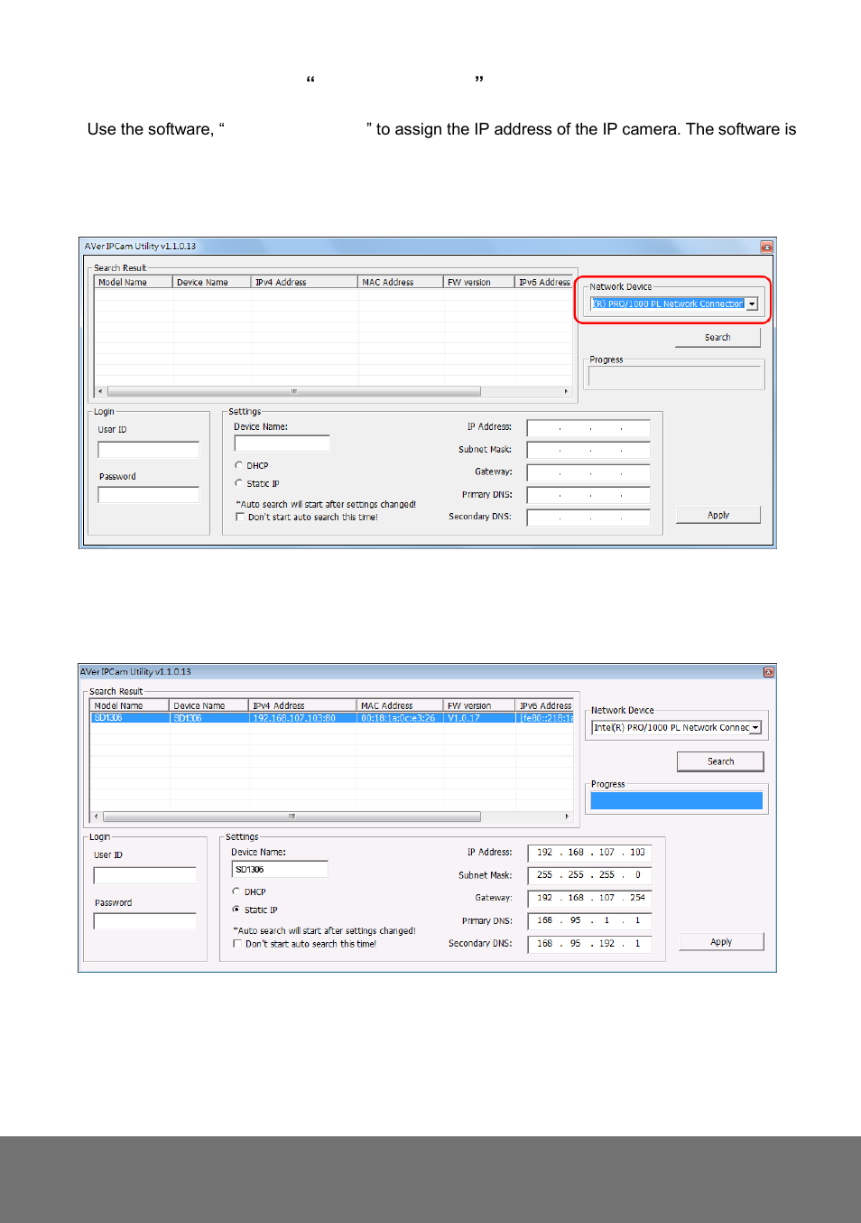 Finding ip camera by using “aver ipcam utility | AVer SD1306 quick guide User Manual | Page 14 / 21