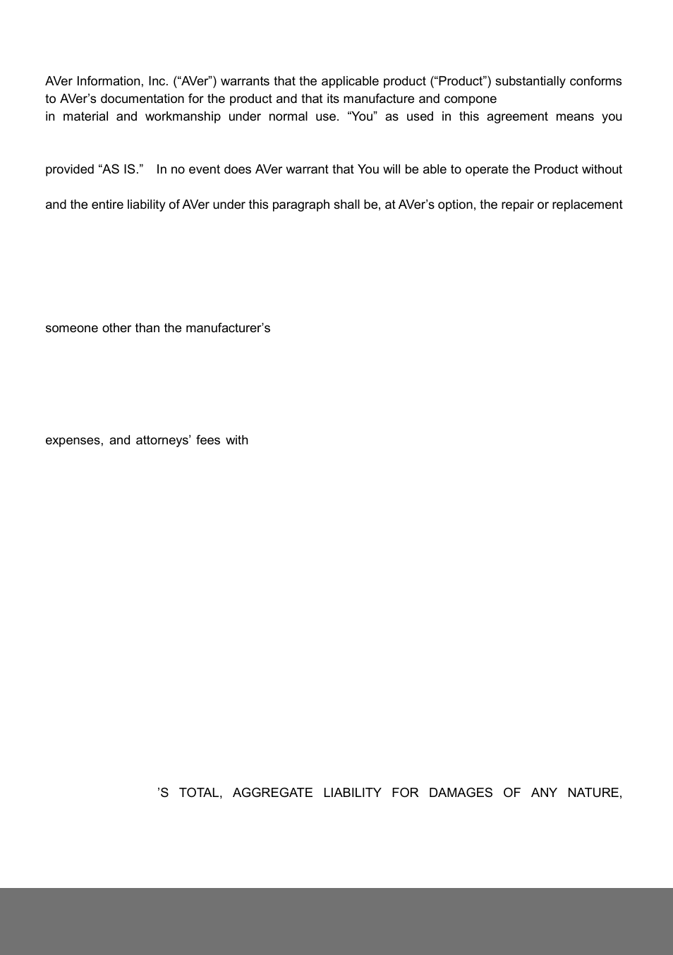 Limited warranty | AVer SD1306 quick guide User Manual | Page 20 / 21