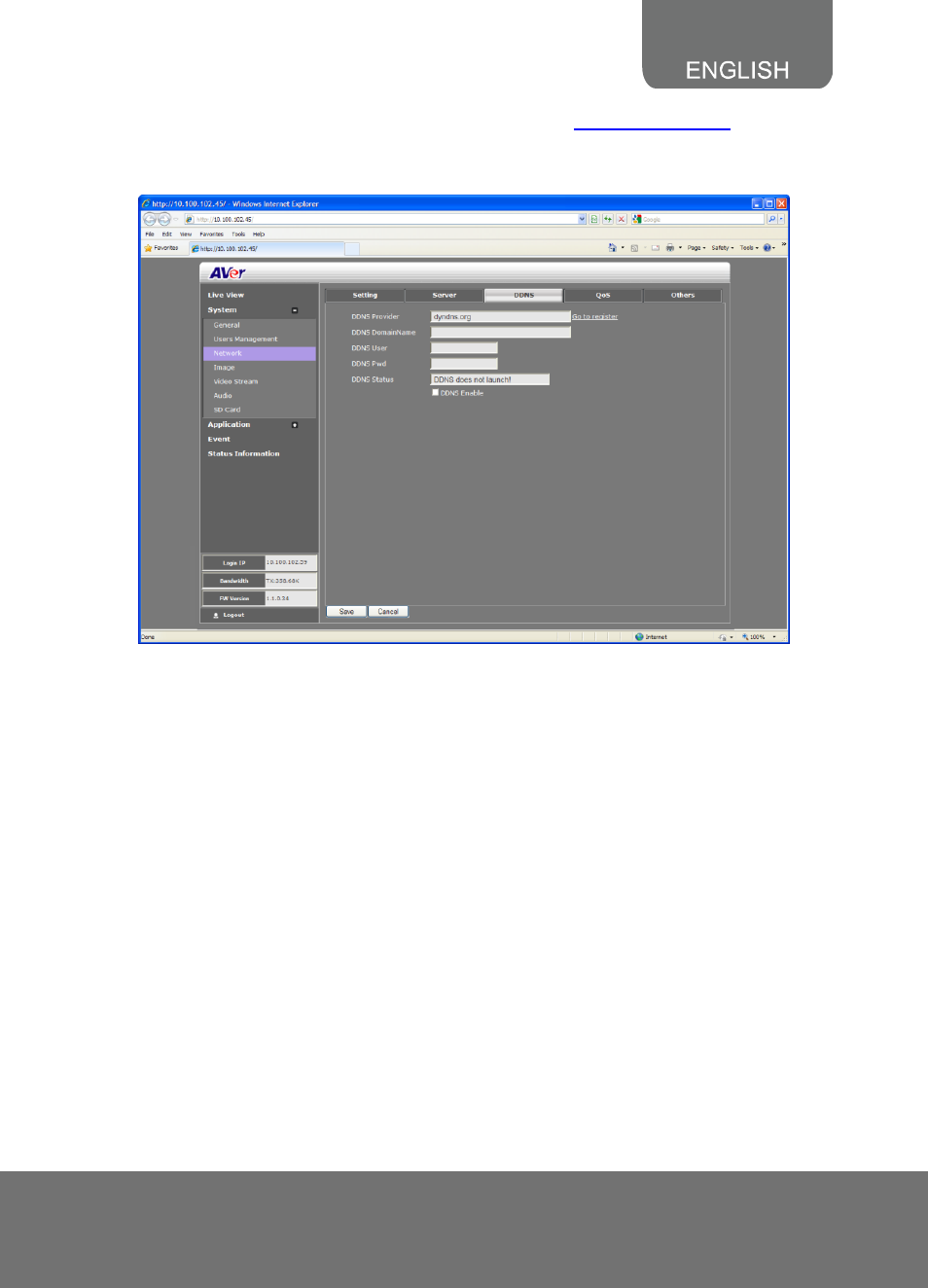 System > network > qos | AVer SF2121H Series User Manual | Page 13 / 29