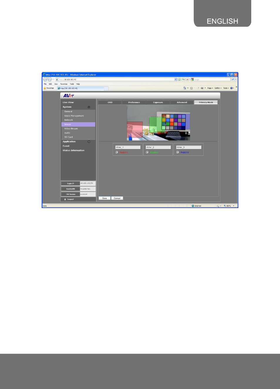 System > image > privacy mask, System > video stream | AVer SF2121H Series User Manual | Page 19 / 29