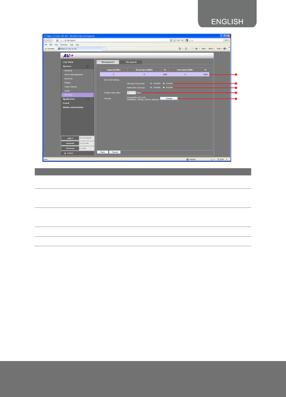 System > sd/microsd card > file search | AVer SF2121H Series User Manual | Page 23 / 29