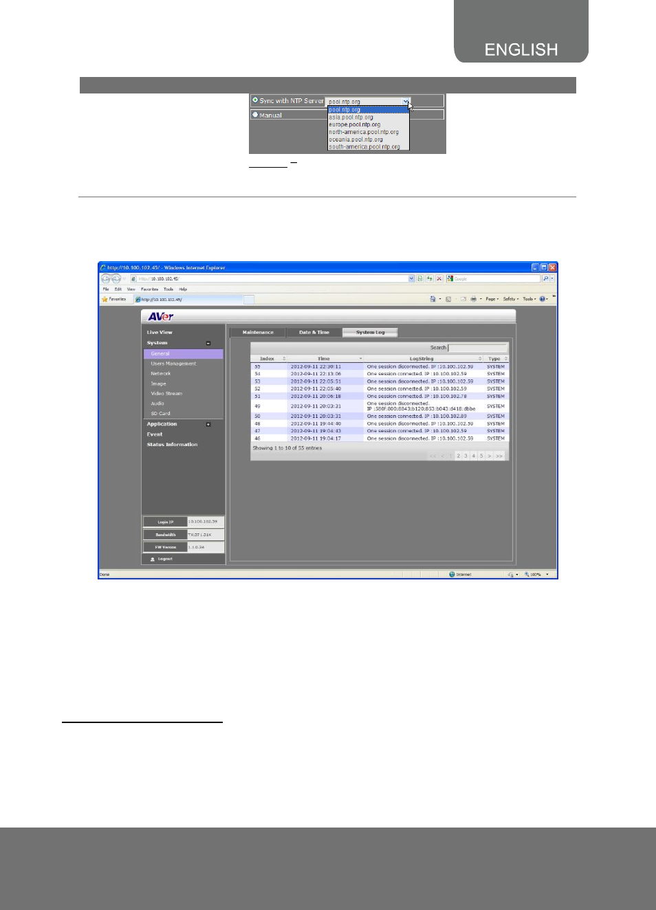System > general > system log, System > user management, System > user management > account | To create a user account | AVer SF2121H Series User Manual | Page 7 / 29