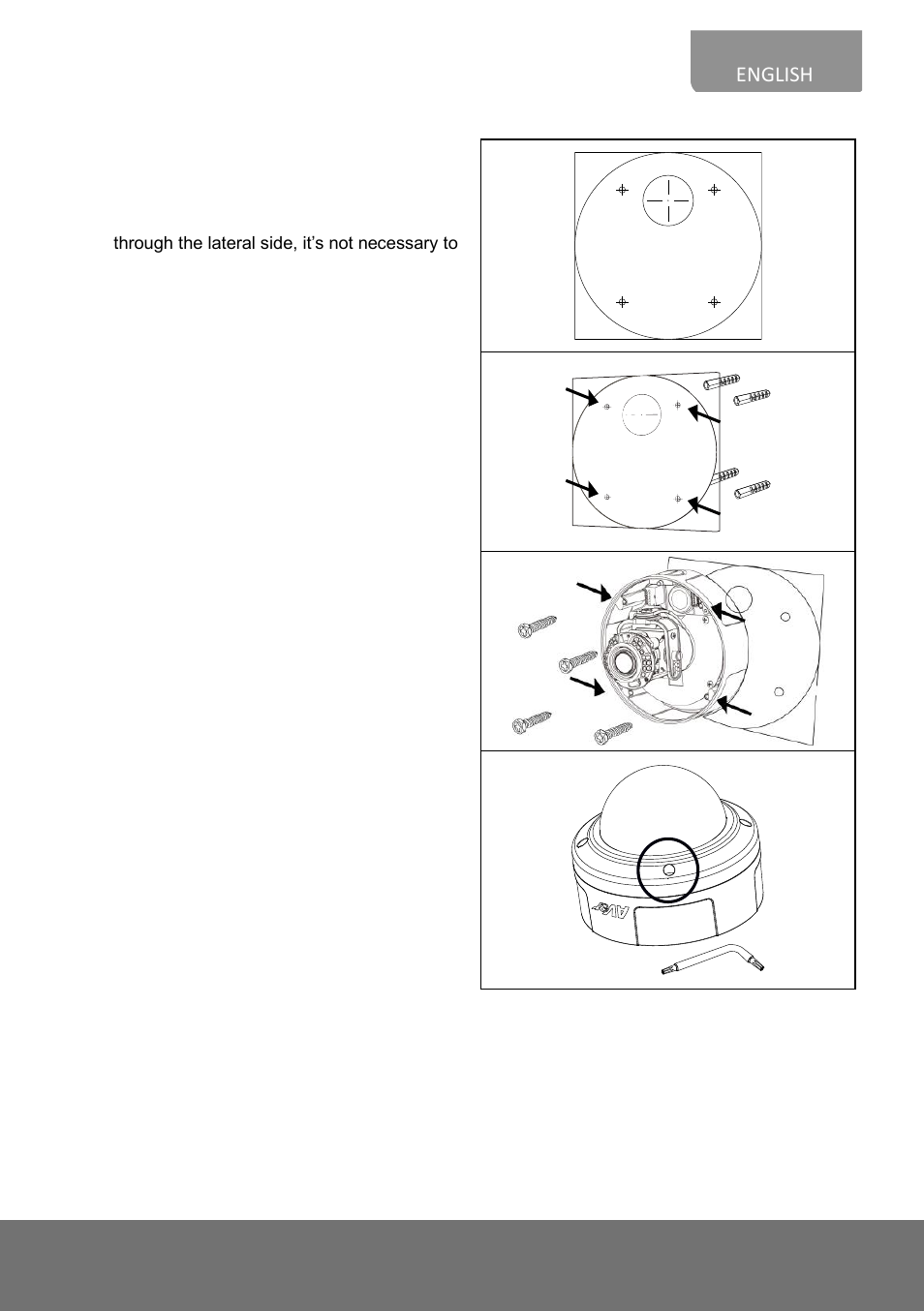 Mounting the ip camera, Ounting the, Amera | English mounting the ip camera | AVer Vandal Dome IP cam(E) Installation Guide User Manual | Page 9 / 27