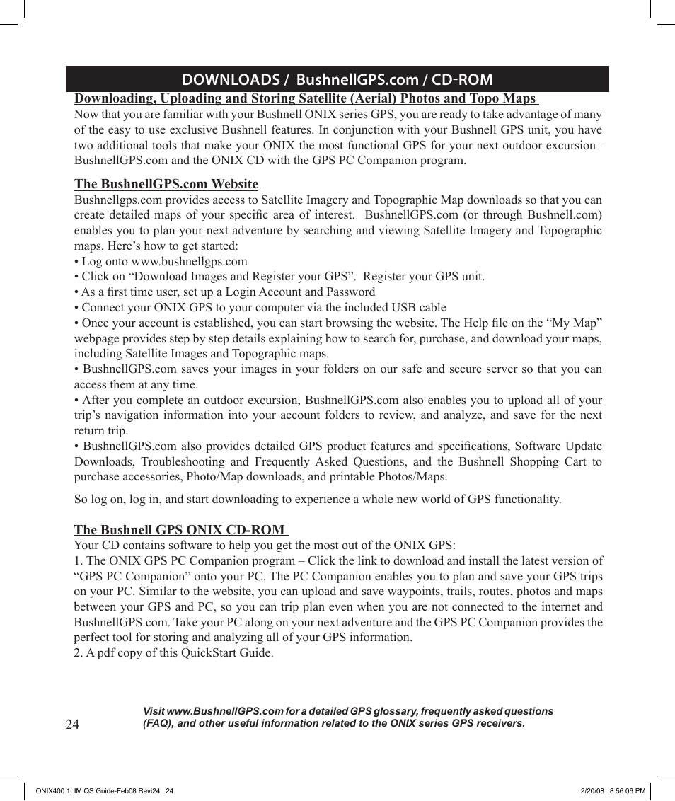 Bushnell ONIX 400 364000 User Manual | Page 24 / 28