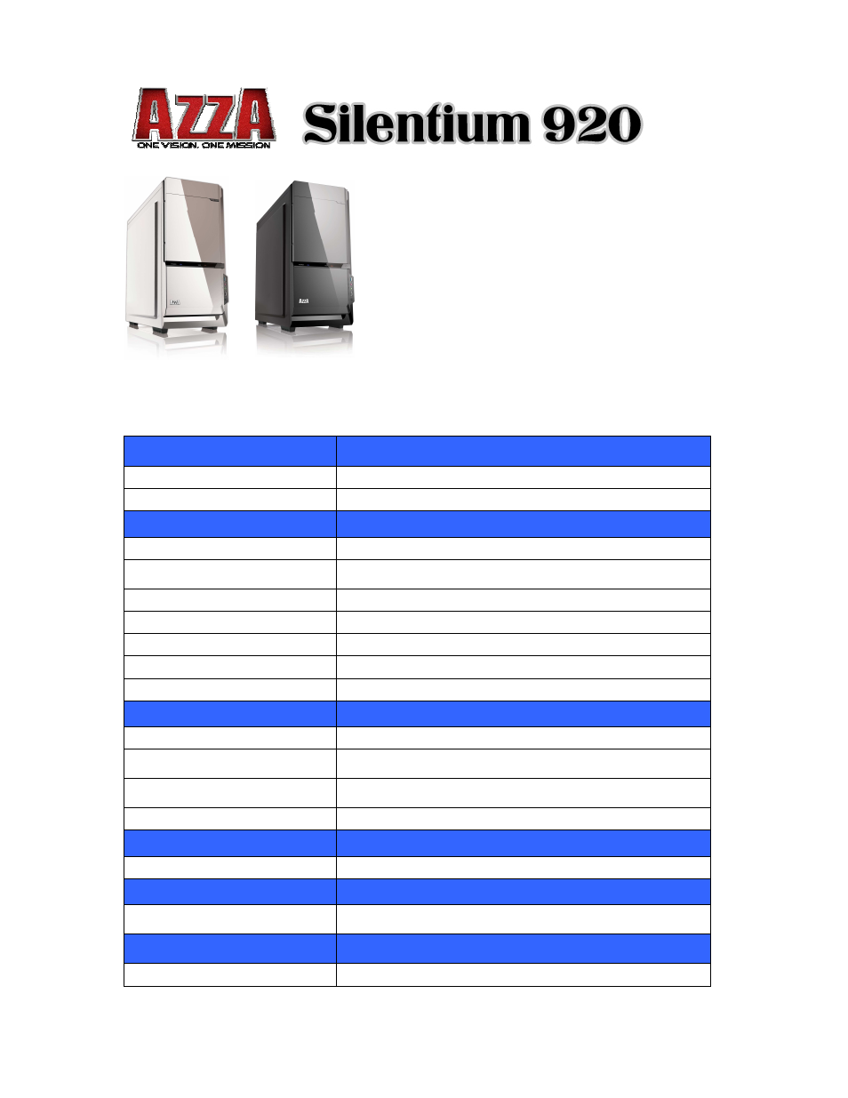 AZZA Silentium 920W User Manual | 4 pages