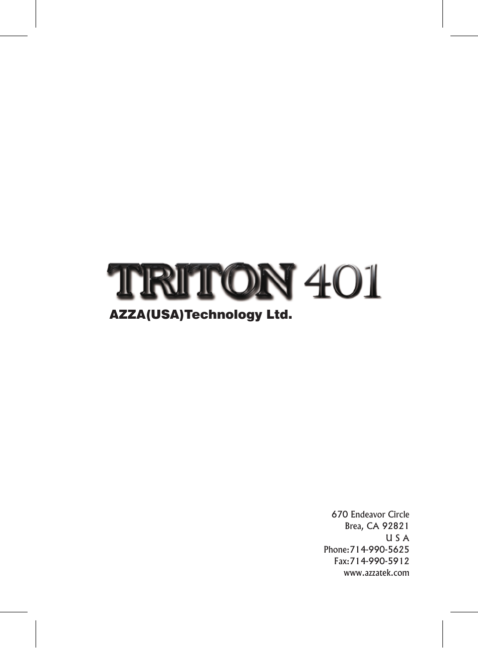 Azza(usa)technology ltd | AZZA Triton 401 User Manual | Page 2 / 10
