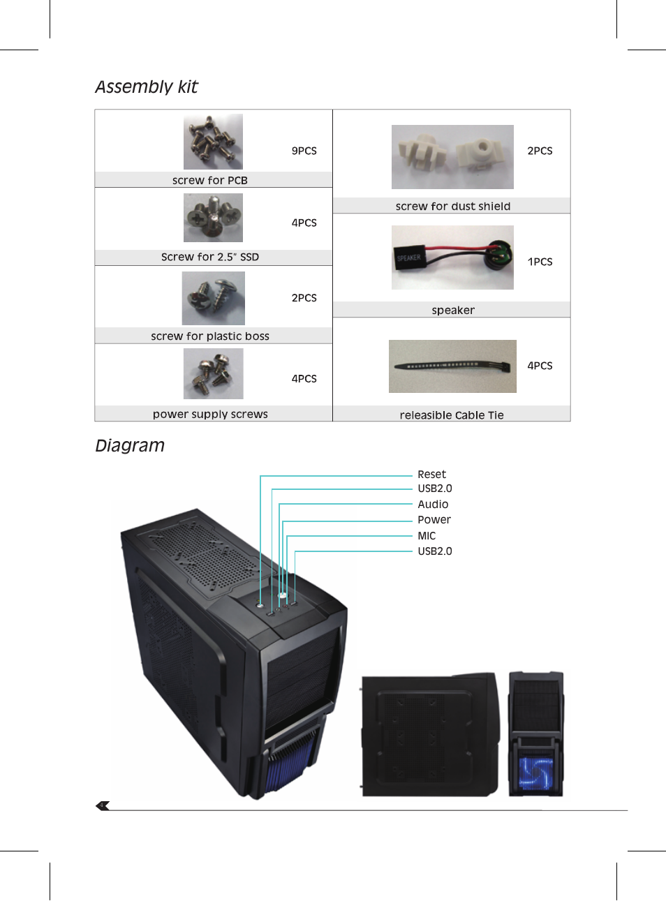 Assembly kit diagram | AZZA Triton 401 User Manual | Page 6 / 10