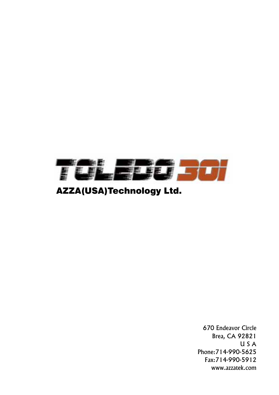 3191-06說明書-1209_2, Azza(usa)technology ltd | AZZA Toledo 301 User Manual | Page 2 / 10