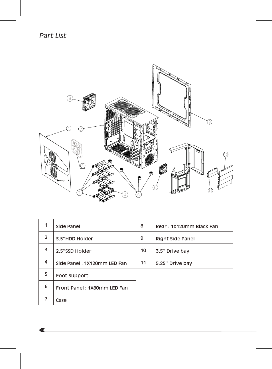 Part list | AZZA Orion 202EVO User Manual | Page 4 / 10