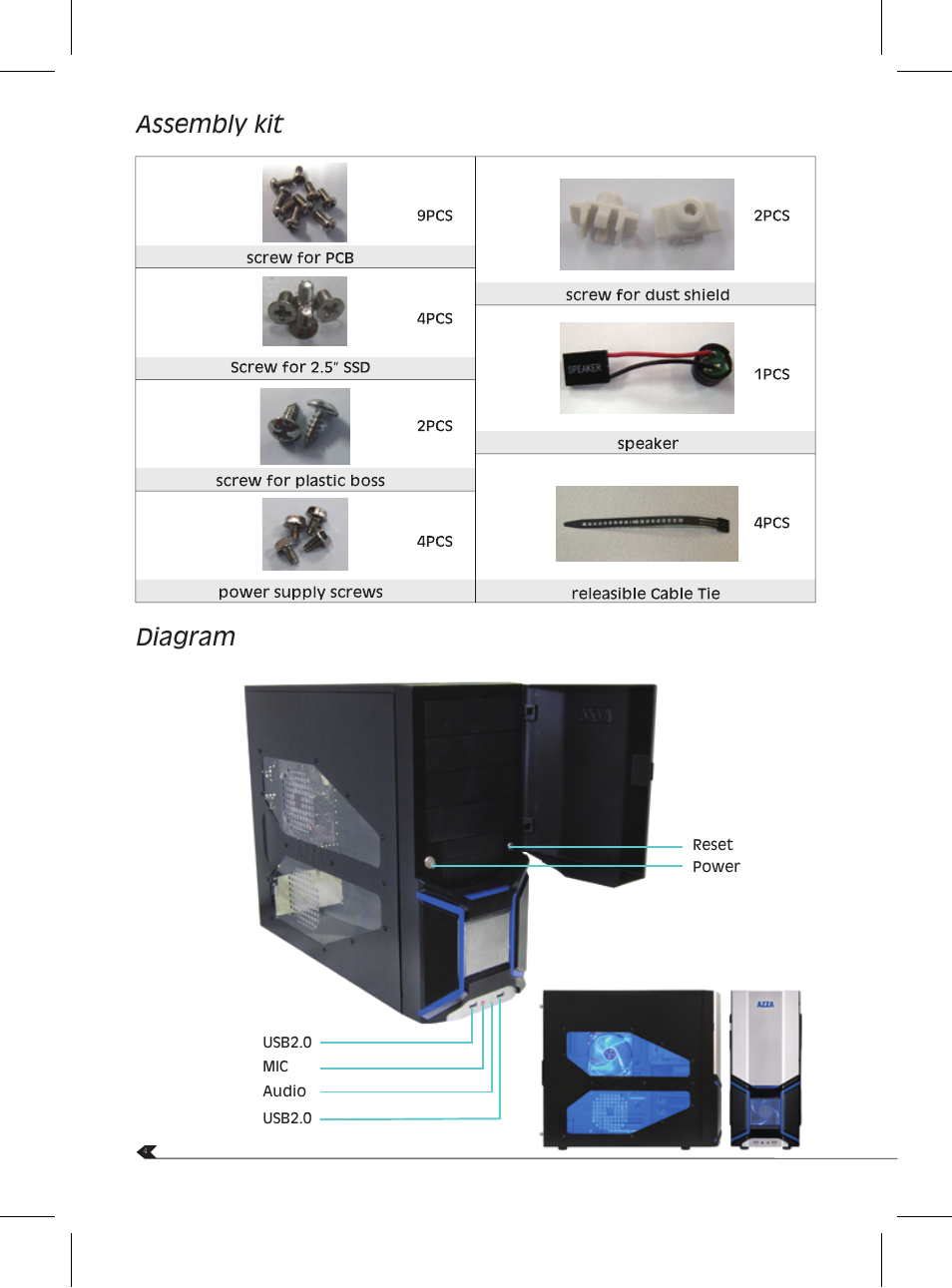 Assembly kit diagram | AZZA Orion 202EVO User Manual | Page 6 / 10