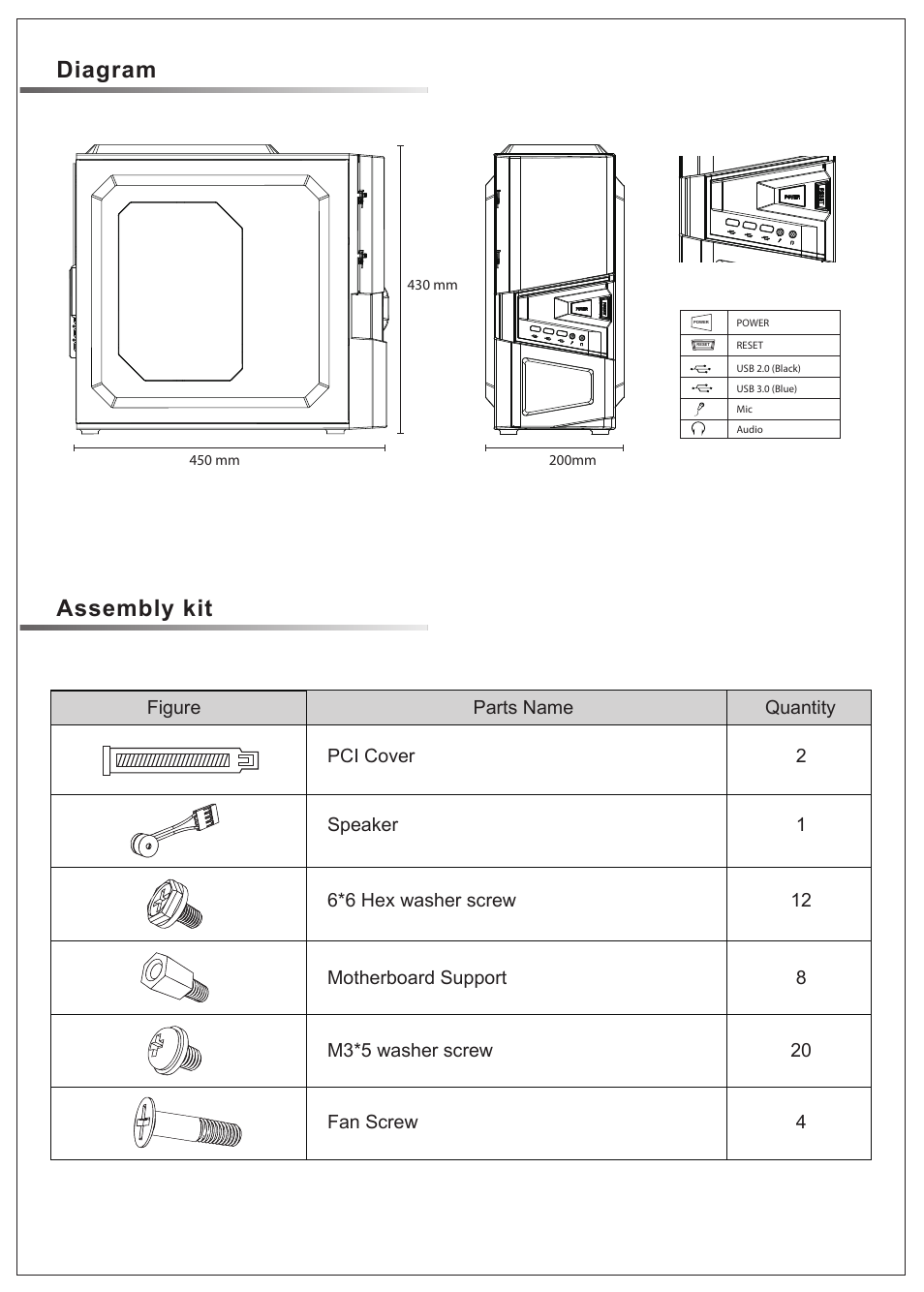 Diagram assembly kit | AZZA SIRIUS 206S User Manual | Page 5 / 8