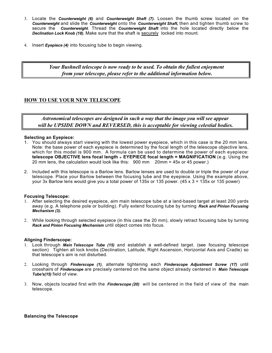 Bushnell DEEP SPACE 78-9518 User Manual | Page 3 / 6