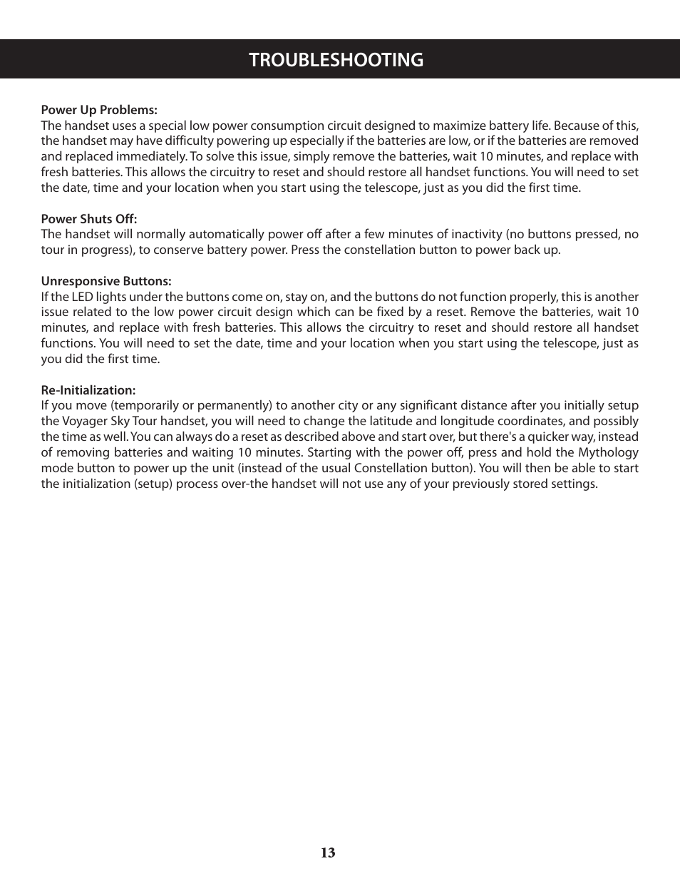 Troubleshooting | Bushnell VOYAGER 789946 User Manual | Page 13 / 76