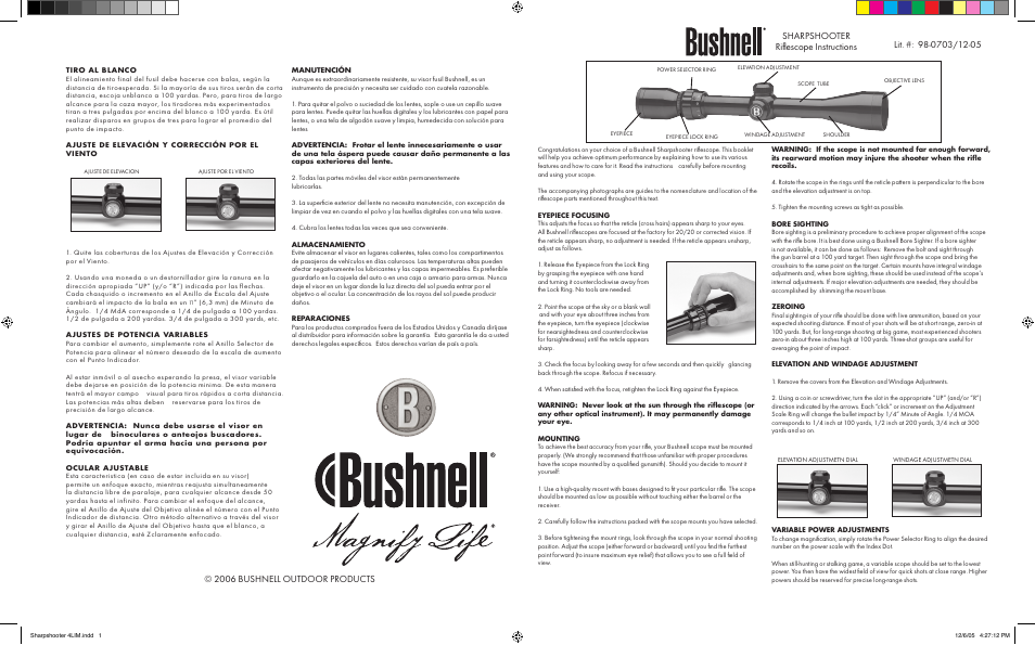 Bushnell 98-0703/12-05 User Manual | 4 pages