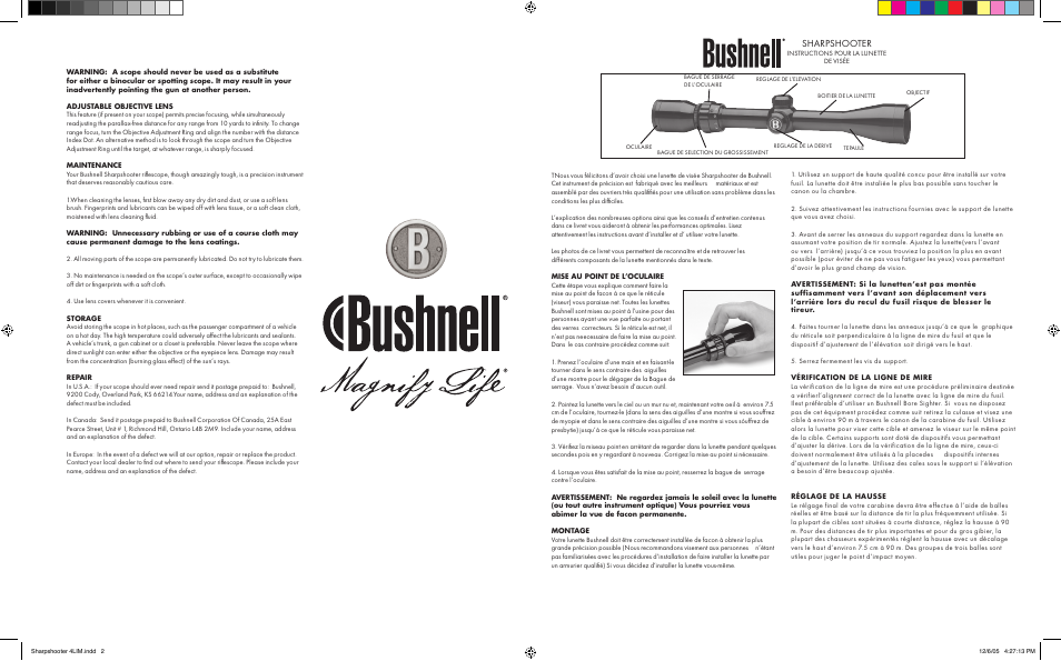 Sharpshooter | Bushnell 98-0703/12-05 User Manual | Page 2 / 4