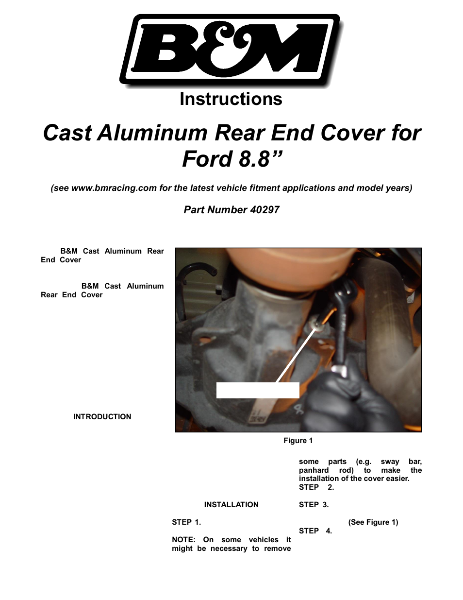 B&M 40297 CAST ALUMINUM REAR END COVER, FORD 8.8 User Manual | 3 pages