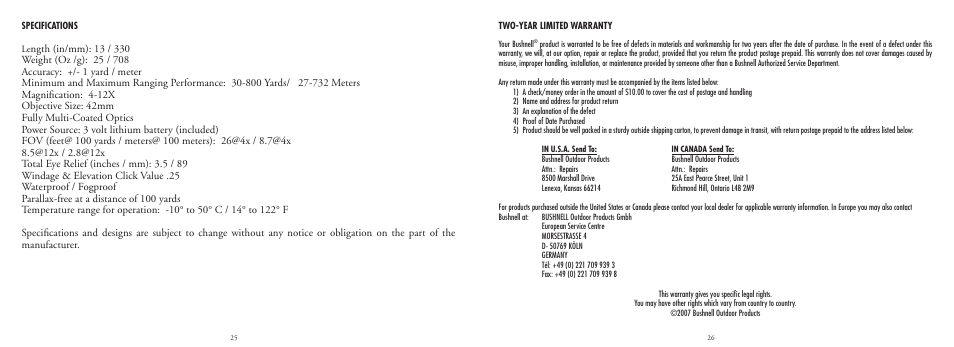 Bushnell LASER 20-4124 User Manual | Page 14 / 86