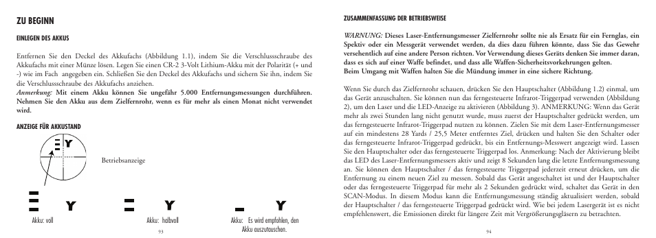 Zu beginn | Bushnell LASER 20-4124 User Manual | Page 48 / 86