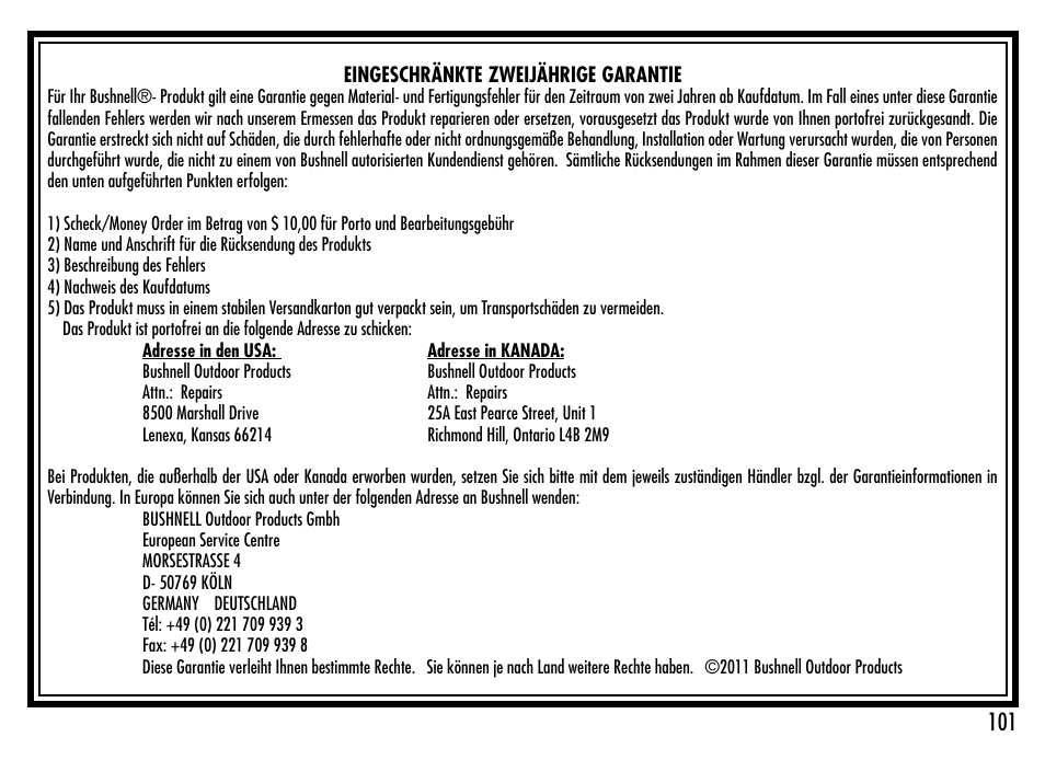 Bushnell 1000 User Manual | Page 101 / 155