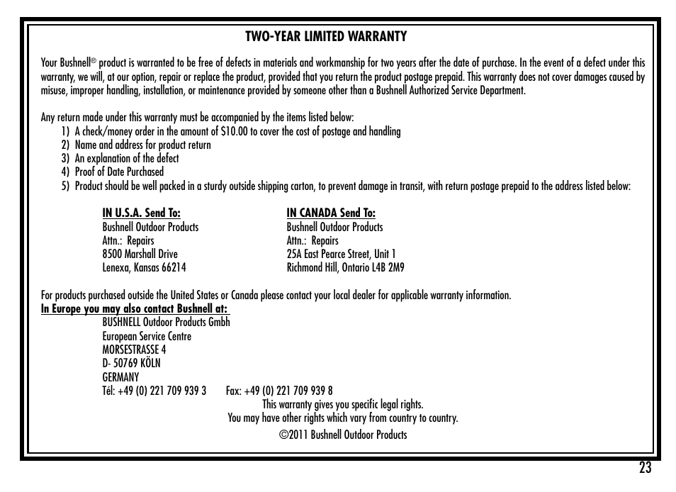 Bushnell 1000 User Manual | Page 23 / 155