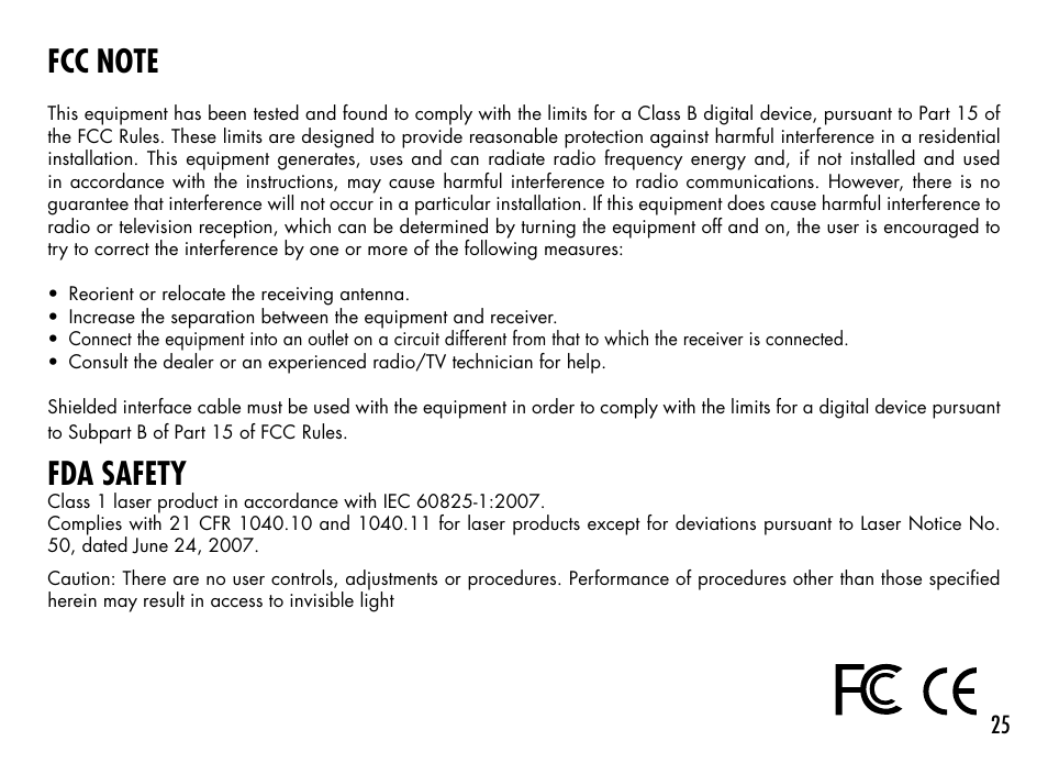 Fda safety | Bushnell 1000 User Manual | Page 25 / 155