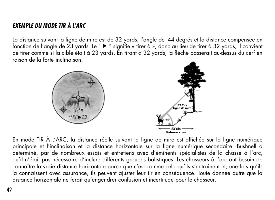42 exemple du mode tir à l’arc | Bushnell 1000 User Manual | Page 42 / 155
