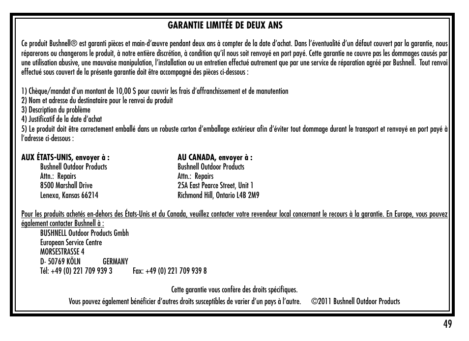 Bushnell 1000 User Manual | Page 49 / 155