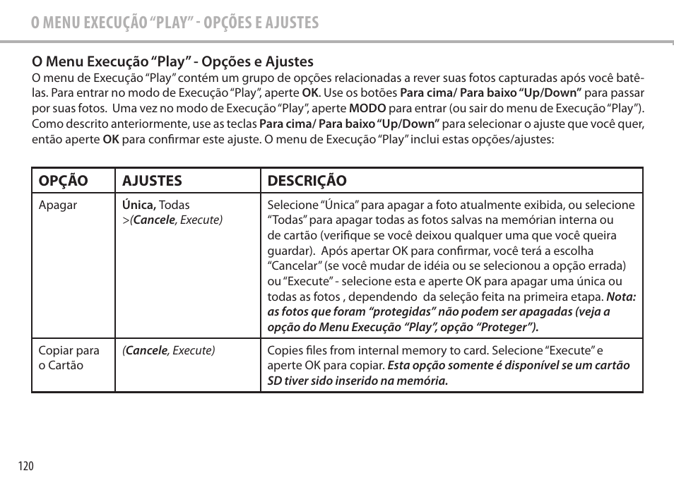 O menu execução “play” - opções e ajustes | Bushnell Image View 111545 User Manual | Page 120 / 124