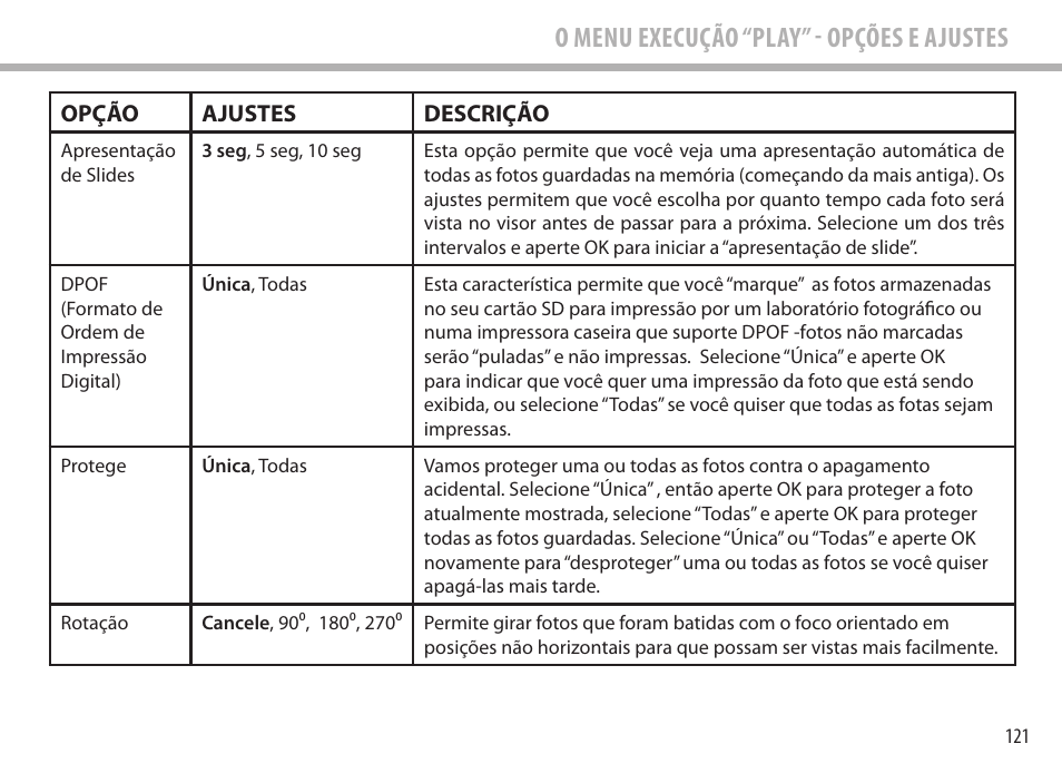 O menu execução “play” - opções e ajustes | Bushnell Image View 111545 User Manual | Page 121 / 124