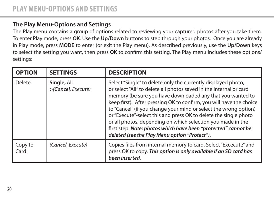 Play menu-options and settings | Bushnell Image View 111545 User Manual | Page 20 / 124