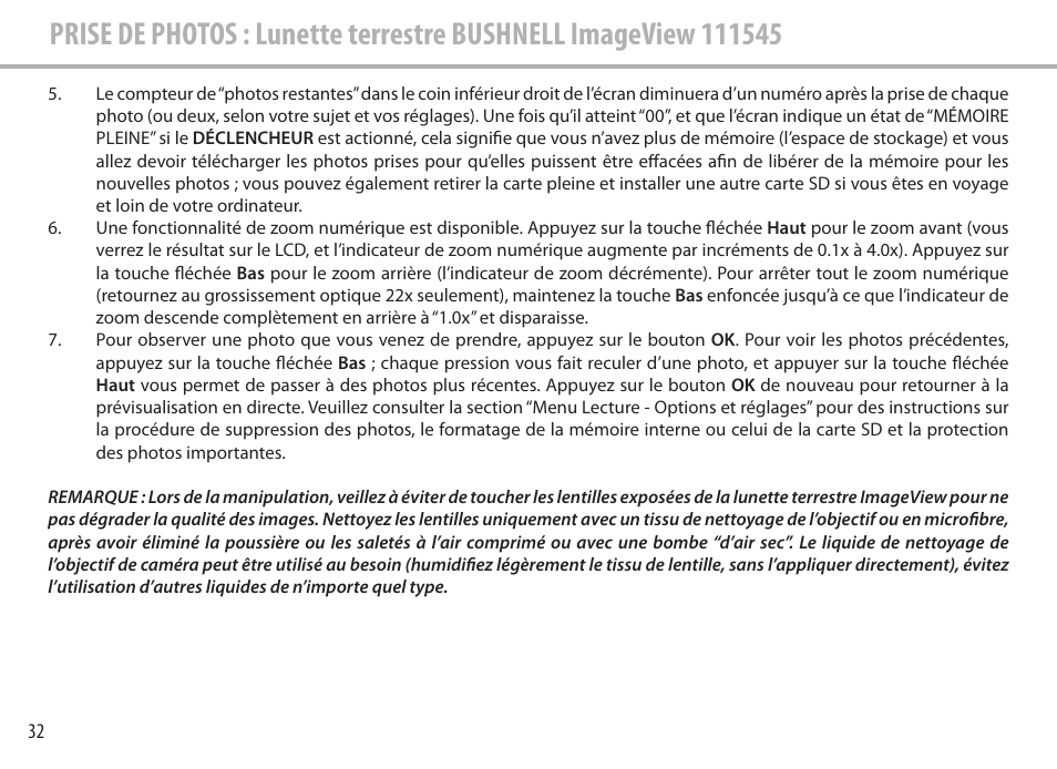 Bushnell Image View 111545 User Manual | Page 32 / 124