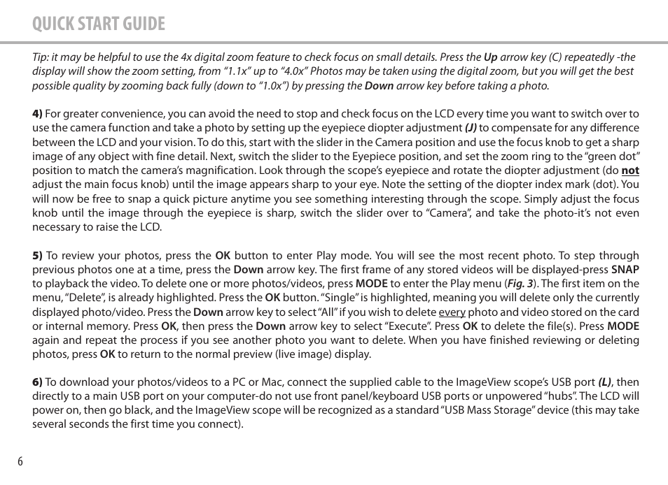 Quick start guide | Bushnell Image View 111545 User Manual | Page 6 / 124