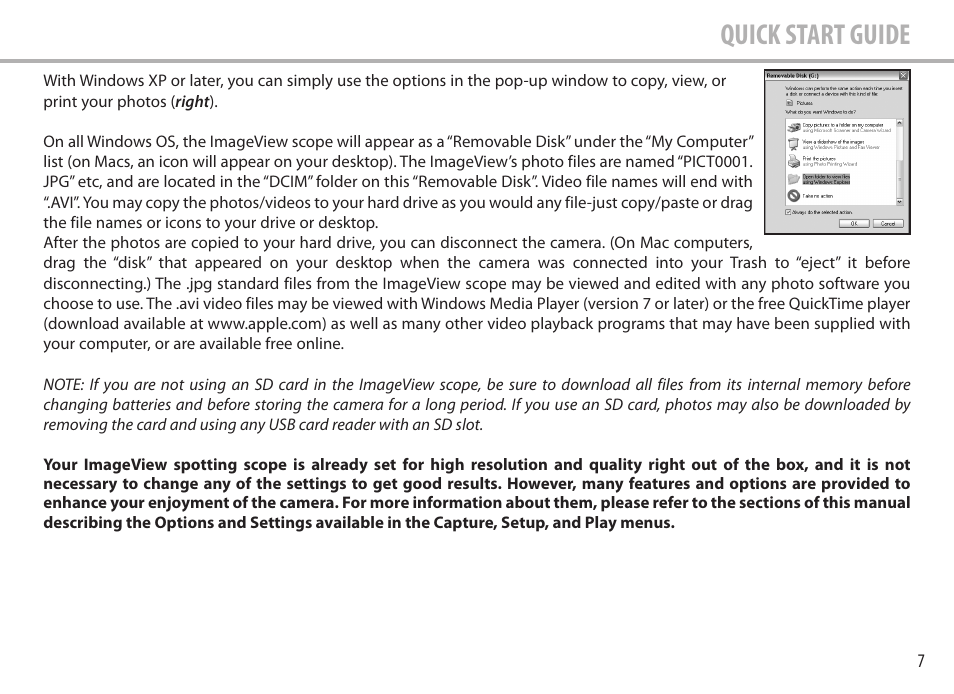 Quick start guide | Bushnell Image View 111545 User Manual | Page 7 / 124