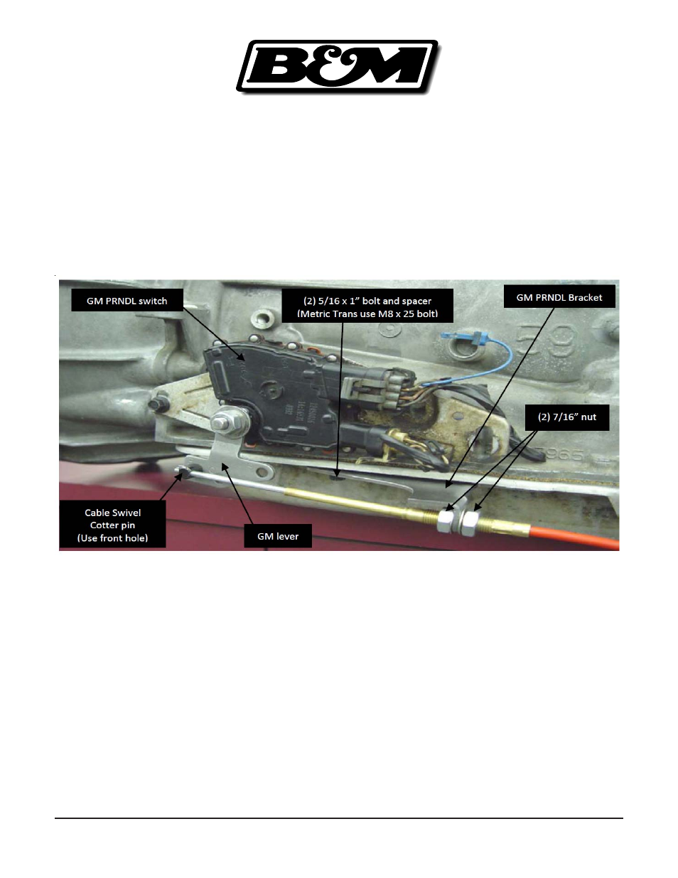 B&M 75498 BRACKET & LEVER KIT FOR 4L60E/4L80E User Manual | 2 pages