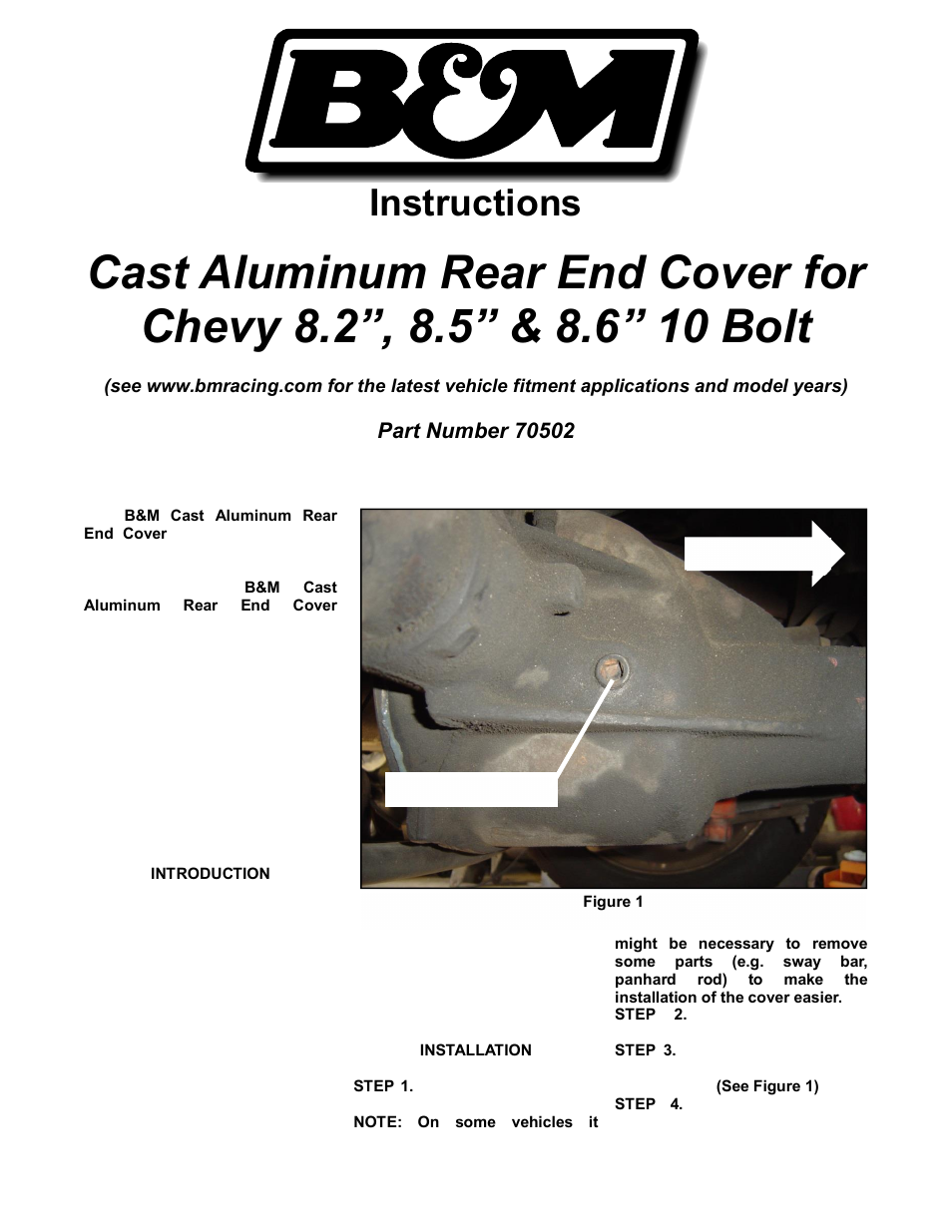 B&M 70502 CHEVY 8.2, 8.5 & 8.6 10 BOLT COVER WAS DESIGNED TO STRENGTHEN THE AXLE BY PREVENTING CASE DISTORT User Manual | 3 pages